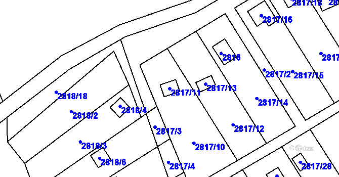 Parcela st. 2817/11 v KÚ Hlubočky, Katastrální mapa