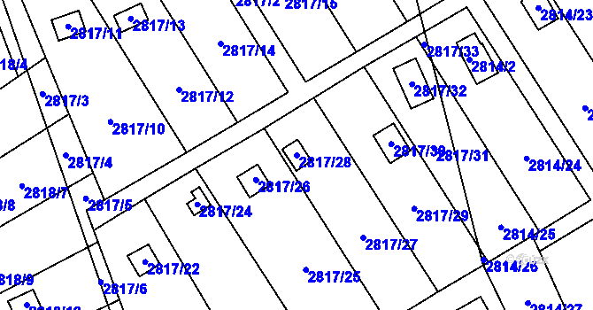Parcela st. 2817/28 v KÚ Hlubočky, Katastrální mapa