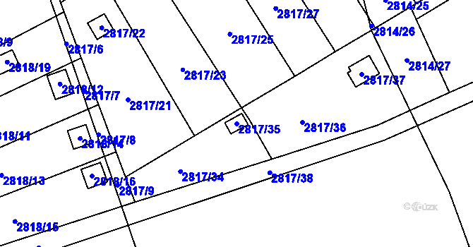 Parcela st. 2817/35 v KÚ Hlubočky, Katastrální mapa