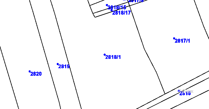 Parcela st. 2818/1 v KÚ Hlubočky, Katastrální mapa
