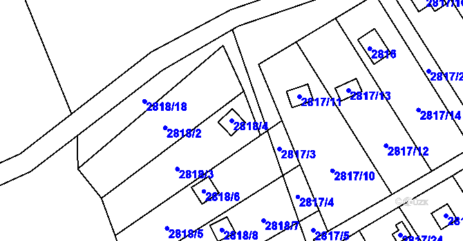 Parcela st. 2818/4 v KÚ Hlubočky, Katastrální mapa