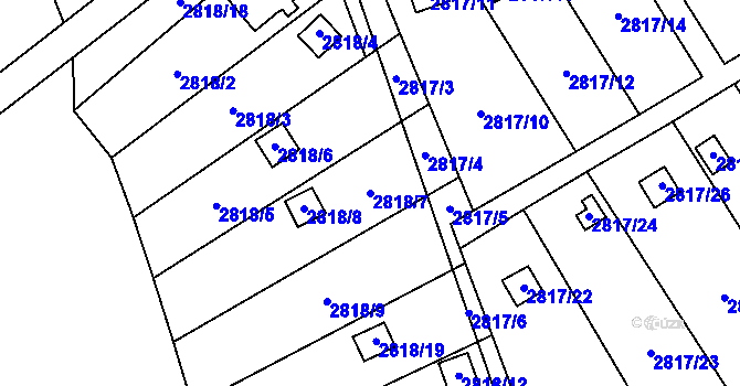 Parcela st. 2818/7 v KÚ Hlubočky, Katastrální mapa