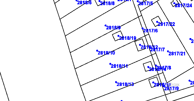 Parcela st. 2818/10 v KÚ Hlubočky, Katastrální mapa