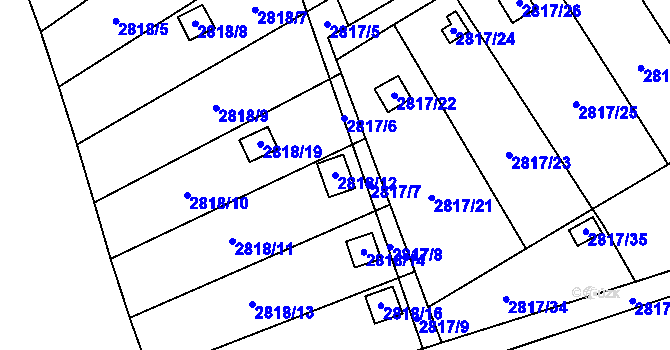 Parcela st. 2818/12 v KÚ Hlubočky, Katastrální mapa