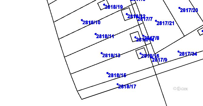 Parcela st. 2818/13 v KÚ Hlubočky, Katastrální mapa