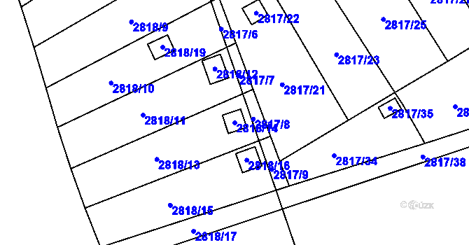 Parcela st. 2818/14 v KÚ Hlubočky, Katastrální mapa
