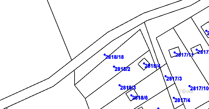Parcela st. 2818/18 v KÚ Hlubočky, Katastrální mapa