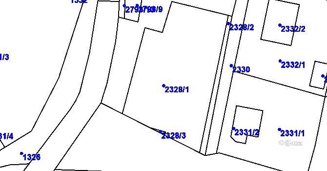 Parcela st. 2328/1 v KÚ Hlubočky, Katastrální mapa