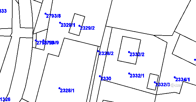 Parcela st. 2328/2 v KÚ Hlubočky, Katastrální mapa