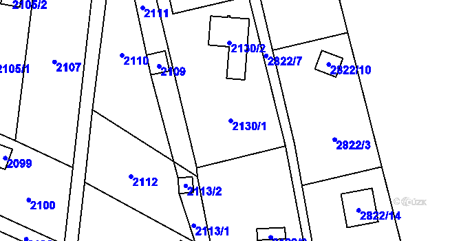 Parcela st. 2130/1 v KÚ Hlubočky, Katastrální mapa