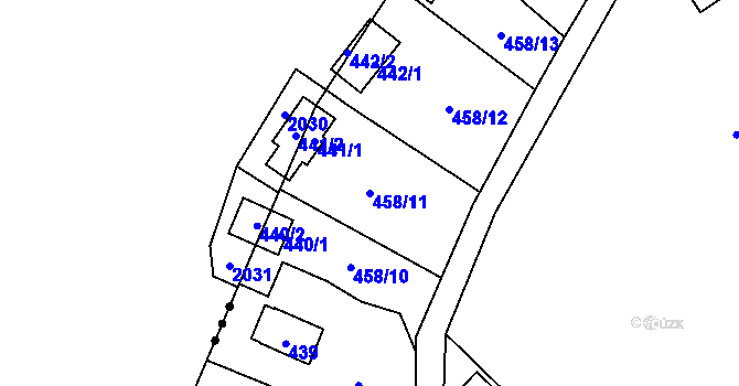 Parcela st. 458/11 v KÚ Hlubočky, Katastrální mapa