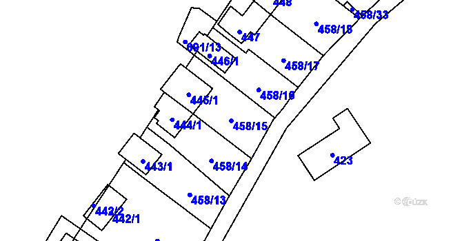 Parcela st. 458/15 v KÚ Hlubočky, Katastrální mapa
