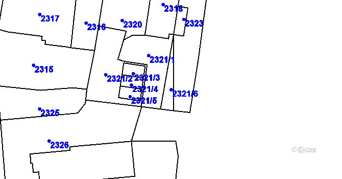 Parcela st. 2321/6 v KÚ Hlubočky, Katastrální mapa