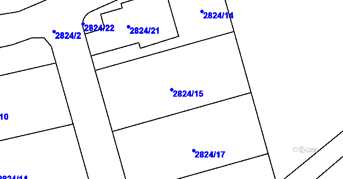 Parcela st. 2824/15 v KÚ Hlubočky, Katastrální mapa