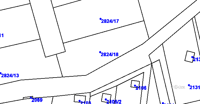 Parcela st. 2824/18 v KÚ Hlubočky, Katastrální mapa