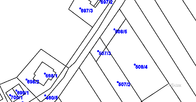 Parcela st. 507/3 v KÚ Hlubočky, Katastrální mapa