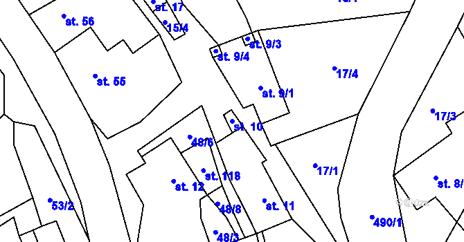Parcela st. 10 v KÚ Hluboká u Krucemburku, Katastrální mapa