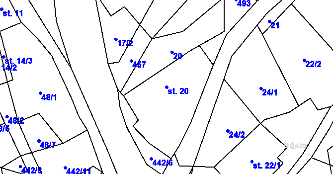 Parcela st. 20 v KÚ Hluboká u Krucemburku, Katastrální mapa