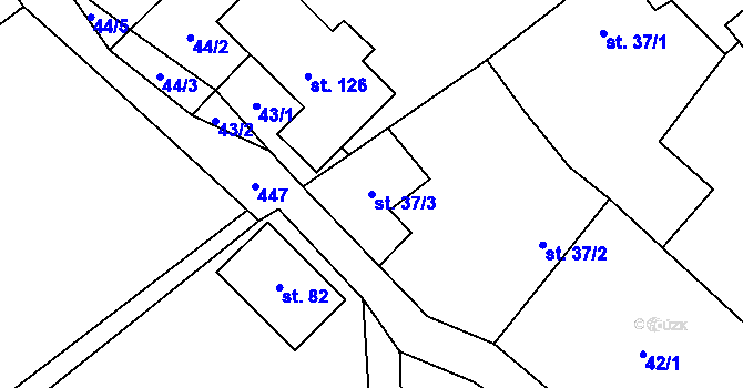 Parcela st. 37/3 v KÚ Hluboká u Krucemburku, Katastrální mapa