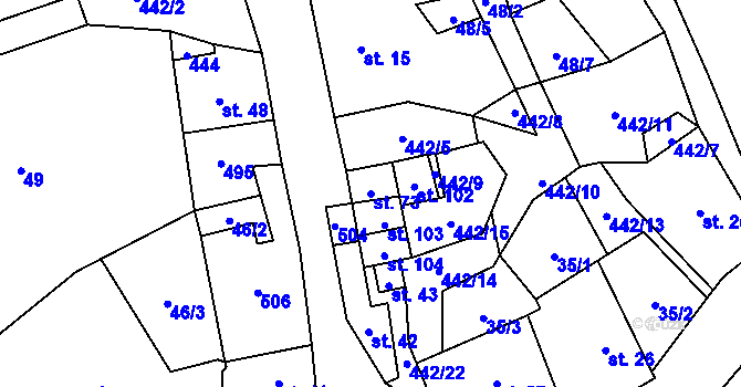 Parcela st. 73 v KÚ Hluboká u Krucemburku, Katastrální mapa