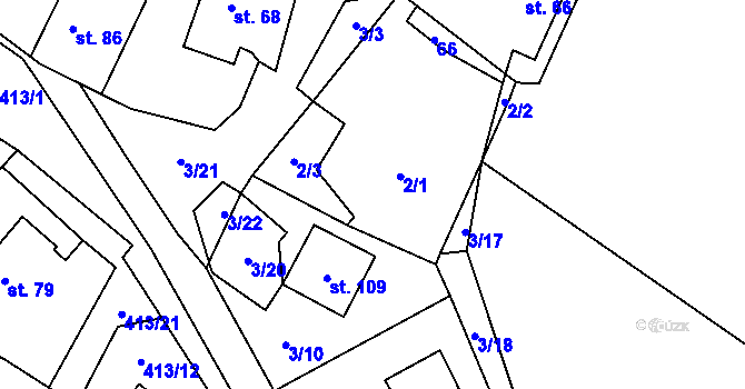 Parcela st. 2 v KÚ Hluboká u Krucemburku, Katastrální mapa