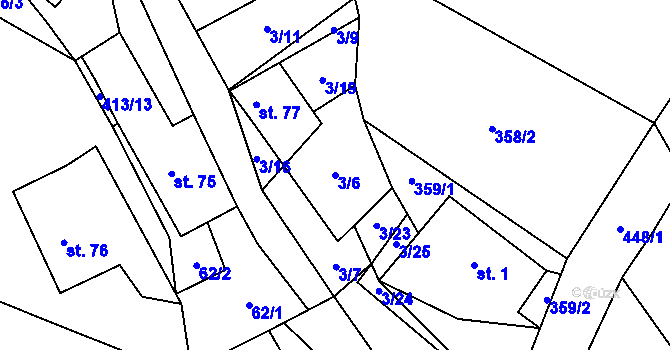 Parcela st. 3/6 v KÚ Hluboká u Krucemburku, Katastrální mapa