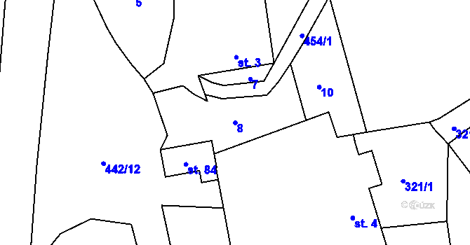 Parcela st. 8 v KÚ Hluboká u Krucemburku, Katastrální mapa