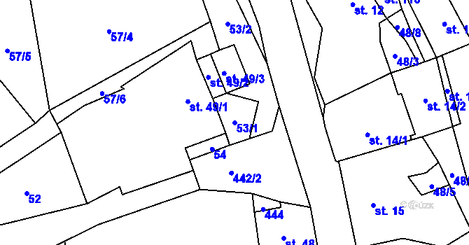 Parcela st. 53/1 v KÚ Hluboká u Krucemburku, Katastrální mapa