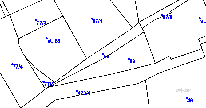 Parcela st. 55 v KÚ Hluboká u Krucemburku, Katastrální mapa