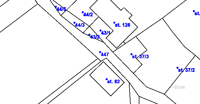 Parcela st. 447 v KÚ Hluboká u Krucemburku, Katastrální mapa