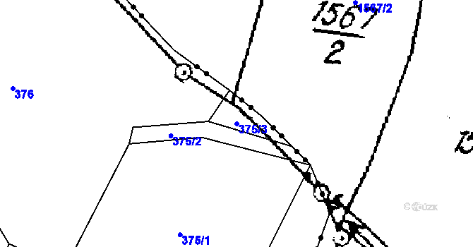 Parcela st. 375/3 v KÚ Hluboká u Krucemburku, Katastrální mapa