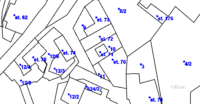 Parcela st. 71 v KÚ Hluboká u Skutče, Katastrální mapa