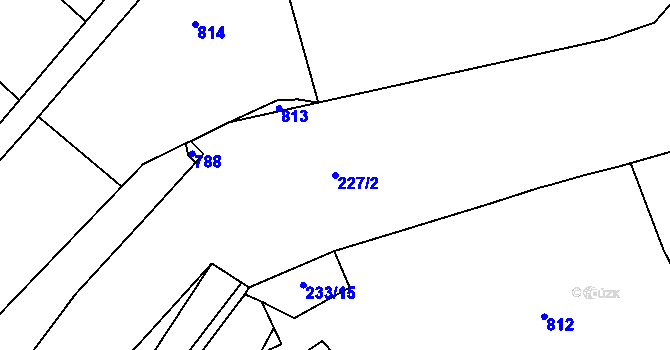 Parcela st. 227/2 v KÚ Hluboká u Skutče, Katastrální mapa