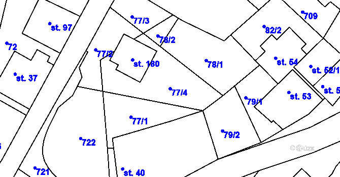 Parcela st. 77/4 v KÚ Hluboká u Skutče, Katastrální mapa