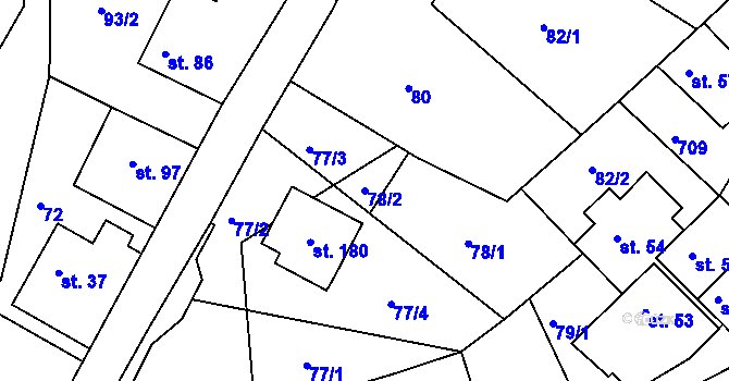Parcela st. 78/2 v KÚ Hluboká u Skutče, Katastrální mapa