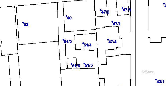 Parcela st. 51/4 v KÚ Bavorovice, Katastrální mapa