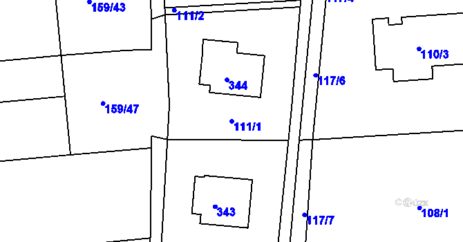 Parcela st. 111/1 v KÚ Bavorovice, Katastrální mapa