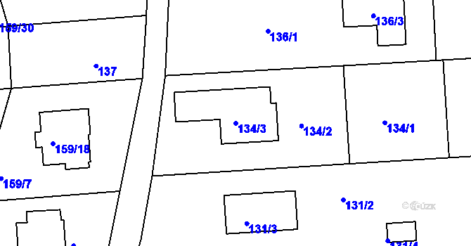 Parcela st. 134/3 v KÚ Bavorovice, Katastrální mapa