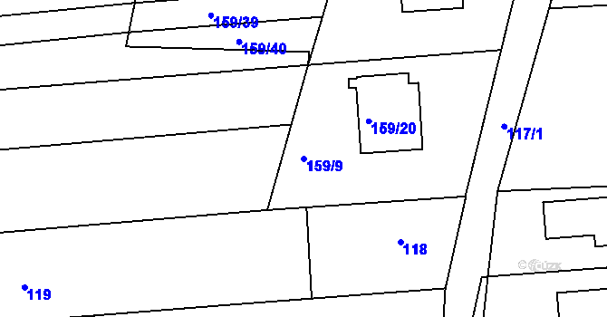 Parcela st. 159/9 v KÚ Bavorovice, Katastrální mapa
