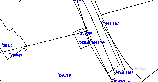 Parcela st. 258/8 v KÚ Bavorovice, Katastrální mapa