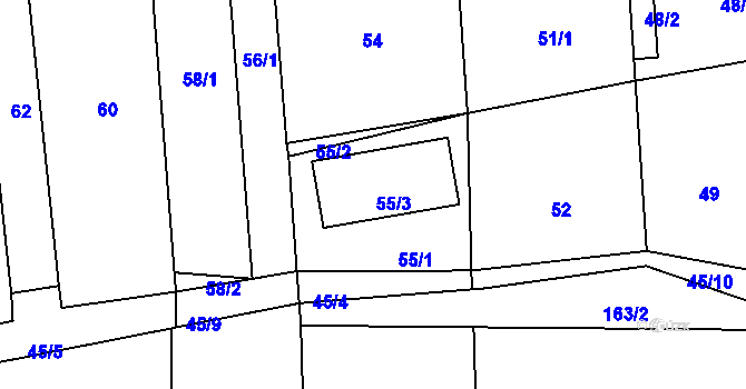 Parcela st. 55/3 v KÚ Bavorovice, Katastrální mapa