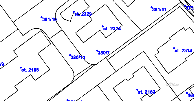 Parcela st. 380/7 v KÚ Hluboká nad Vltavou, Katastrální mapa