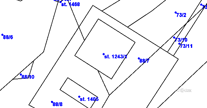 Parcela st. 1243/1 v KÚ Hluboká nad Vltavou, Katastrální mapa