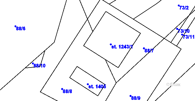 Parcela st. 1243/2 v KÚ Hluboká nad Vltavou, Katastrální mapa
