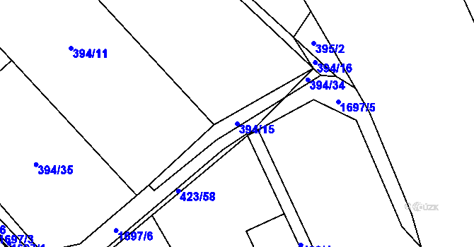Parcela st. 394/15 v KÚ Hluboká nad Vltavou, Katastrální mapa