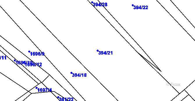 Parcela st. 394/21 v KÚ Hluboká nad Vltavou, Katastrální mapa