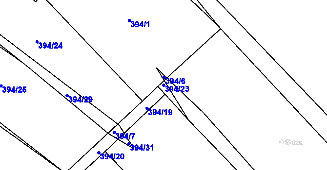 Parcela st. 394/23 v KÚ Hluboká nad Vltavou, Katastrální mapa