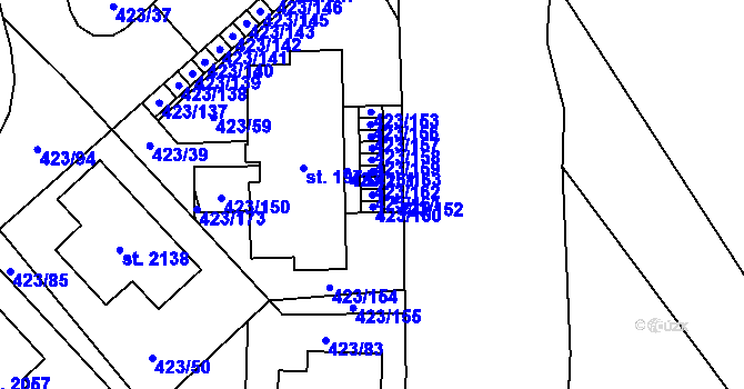 Parcela st. 423/161 v KÚ Hluboká nad Vltavou, Katastrální mapa