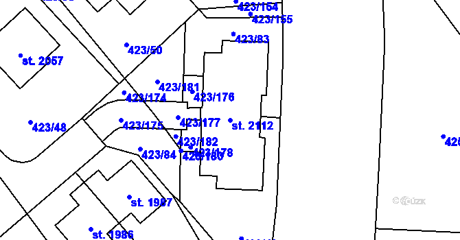 Parcela st. 2112 v KÚ Hluboká nad Vltavou, Katastrální mapa