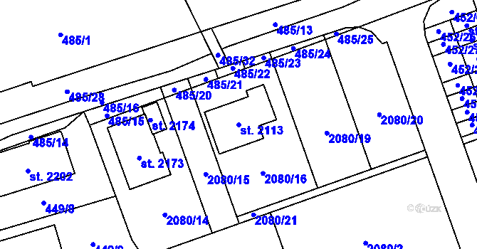 Parcela st. 2113 v KÚ Hluboká nad Vltavou, Katastrální mapa